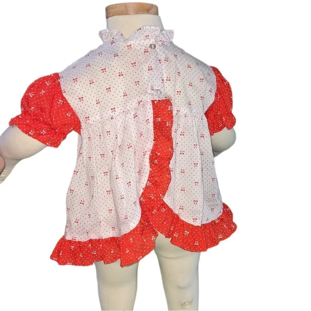 80s Vintage‎ Smocked JCPenney Toddler red & white dress
